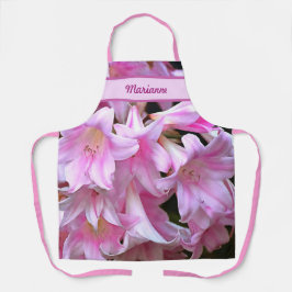Lovely Pink Belladonna Amaryllis Lilies met naam Schort