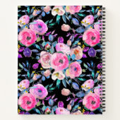 Lovely Pink Black Floral Monogram Notitieboek (Achterkant)
