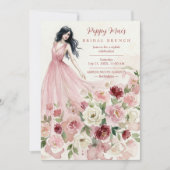 Lovely Pink Floral Model Bridal Shower Kaart (Voorkant)