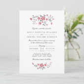 Lovely Pink Floral Wedding Invitation Kaart (Staand voorkant)