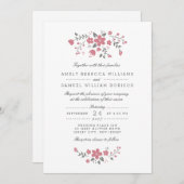 Lovely Pink Floral Wedding Invitation Kaart (Voorkant / Achterkant)