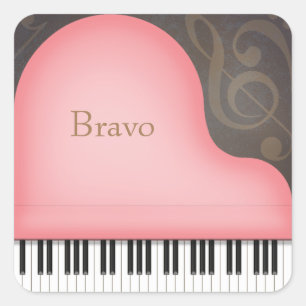 Lovely Pink Grand Piano Music Lover's Gepersonalis Vierkante Sticker