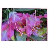 Lovely Pink Lilies Floral Groot Cadeauzakje (Achterkant)