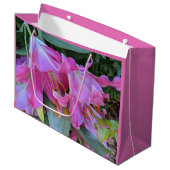 Lovely Pink Lilies Floral Groot Cadeauzakje (Voorkant Gekanteld)
