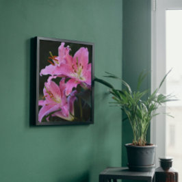 Lovely Pink Lily Blooms Floral Foto Afdruk