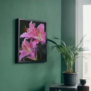 Lovely Pink Lily Blooms Floral Foto Afdruk