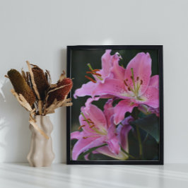 Lovely Pink Lily Blooms Floral Glossy Perfect Poster