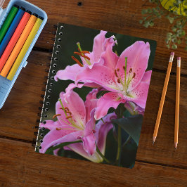 Lovely Pink Lily Blooms Floral Notitieboek