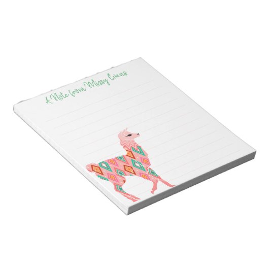 Lovely Pink Llama Persoonlijk Notitieblok (Schuin)