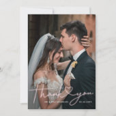 Lovely Pink Neon Sign Weduwfoto Bedankkaart (Voorkant)