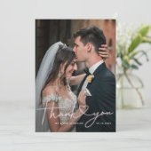 Lovely Pink Neon Sign Weduwfoto Bedankkaart (Staand voorkant)