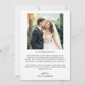 Lovely Pink Neon Sign Weduwfoto Bedankkaart (Achterkant)