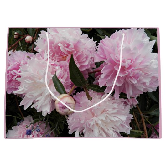Lovely Pink Peonies Floral Groot Cadeauzakje (Voorkant)