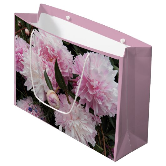 Lovely Pink Peonies Floral Groot Cadeauzakje (Voorkant Gekanteld)