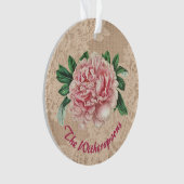 Lovely Pink Peony op roze faux kant Ornament (voorkant)