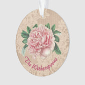 Lovely Pink Peony op roze faux kant Ornament (voorkant)