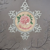 Lovely Pink Peony op roze faux kant Tin Sneeuwvlok Ornament