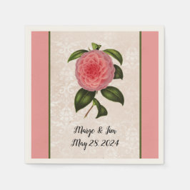 Lovely Pink Peony over Lacey zien Damask en Name Servet
