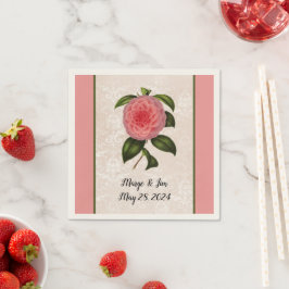Lovely Pink Peony over Lacey zien Damask en Name Servet