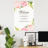 Lovely Pink Peony Welcome Sign (24x36) Poster (Thuiskantoor)