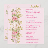 Lovely Pink Roses Bridal Shower Invitation Kaart (Voorkant / Achterkant)