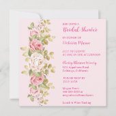 Lovely Pink Roses Bridal Shower Invitation Kaart (Voorkant)
