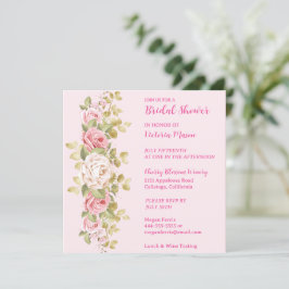 Lovely Pink Roses Bridal Shower Invitation Kaart