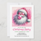 Lovely pink santa bubble gum watercolor Christmas Kaart (Voorkant)