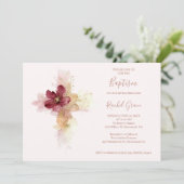 Lovely Pink Shades Floral Cross-Shape Baptism Kaart (Staand voorkant)