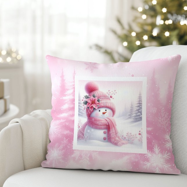 Lovely Pink Snowman Christmas Pillow Kids Gift Kussen (Lovely Pink Snowman Christmas Pillow Kids Gift)