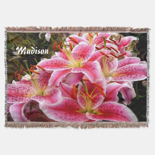 Lovely Pink Stargazer Lilies Sherpa Blanket Deken (Voorkant)