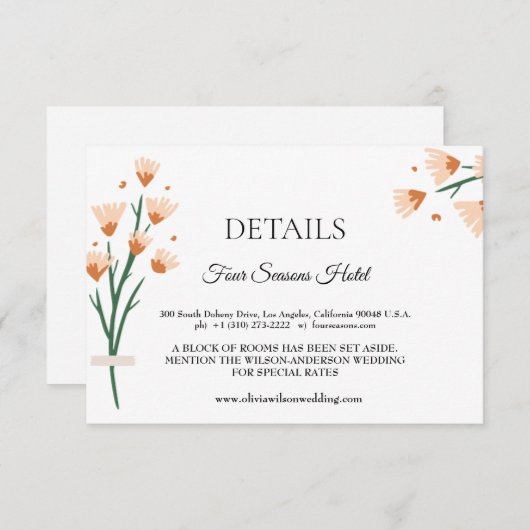 Lovely Pink Wildflower Weddenschap RSVP Kaartje (Voorkant / Achterkant)