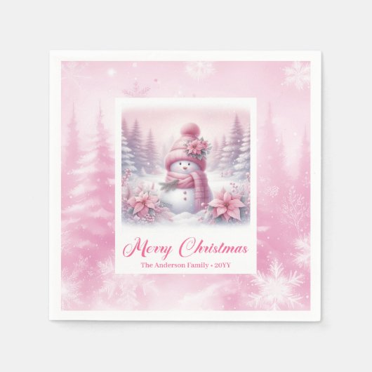 Lovely Pinkmas Winter Forest Kids Party Favor Xmas Servet (Voorkant)
