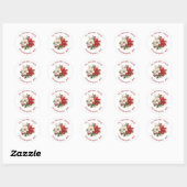 Lovely Poinsettia Floral Family Christmas Party  Ronde Sticker (Vel)