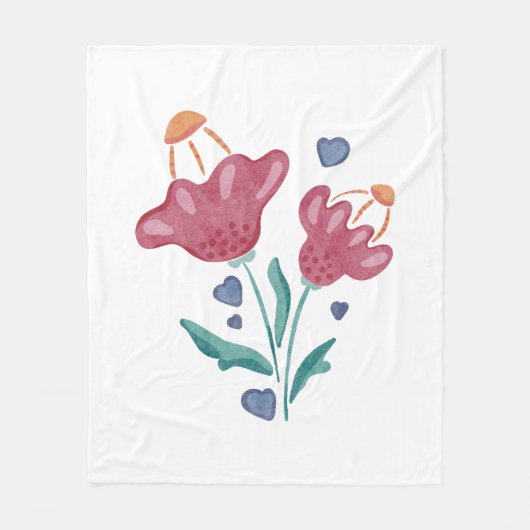 Lovely Psychedelic Flowers Fleece Deken (Voorkant)