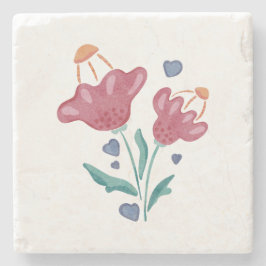 Lovely Psychedelic Flowers Stenen Onderzetter