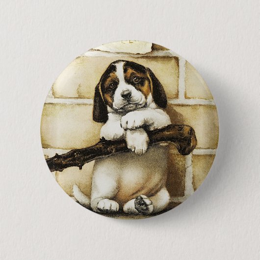 Lovely Puppy Ronde Button 5,7 Cm (Voorkant)