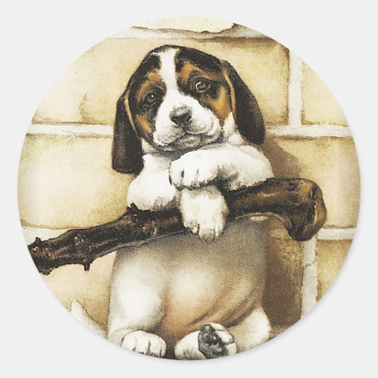 Lovely Puppy Ronde Sticker (Voorkant)