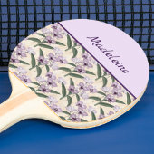 Lovely Purple Orchids on Vintage Ecru Tafeltennisbatje