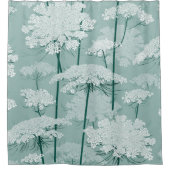 Lovely Queen Annes Lace | Wit + Munt Douchegordijn (Voorkant)