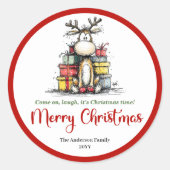 Lovely quirky reindeer cute holiday sticker art (Voorkant)