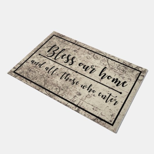 Lovely Quotes Mat, Bless this Home Rug  Deurmat (Schuin)