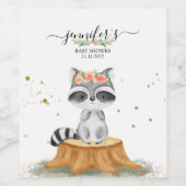 Lovely Raccoon Wildlife Baby Shower Wijn Etiket (Enkel label)