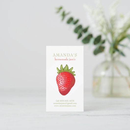 Lovely Realistic Strawberry Graphic Visitekaartje Contactkaartje (Staand voorkant)