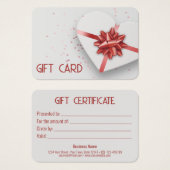 Lovely Red Bow White Heart Cadebox Cadeaubon Visitekaartje (Voorkant /achterkant)