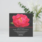 Lovely Red Peony Wedding Invitation Kaart (Staand voorkant)