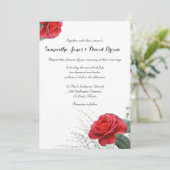 Lovely Red Rose Custom Wedding Invitation Kaart (Staand voorkant)