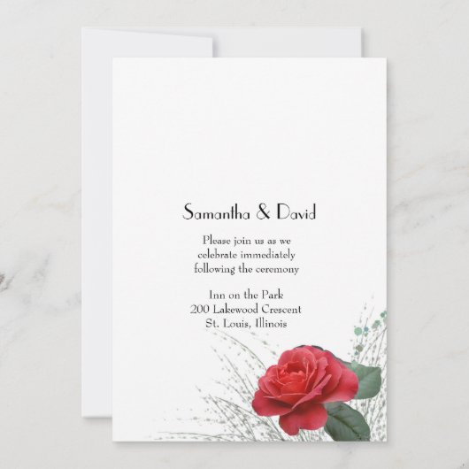 Lovely Red Rose Custom Wedding Invitation Kaart (Achterkant)