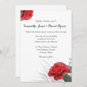 Lovely Red Rose Custom Wedding Invitation Kaart (Voorkant / Achterkant)
