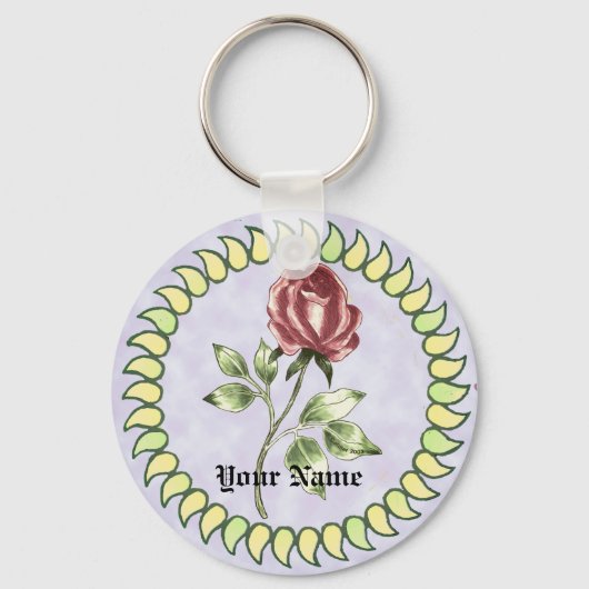 Lovely Red Rose Sleutelhanger (Voorkant)